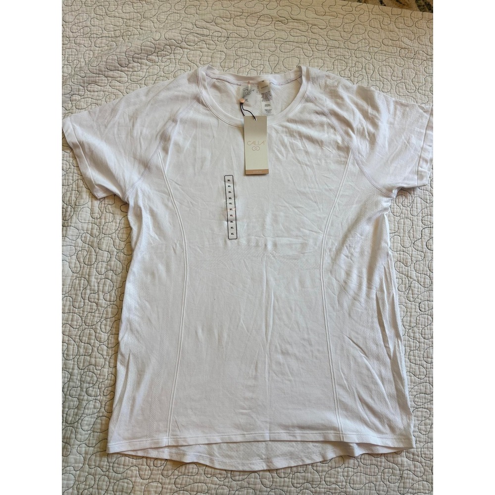 Calia Womens XL Seamless Tee Pure White Short Sleeve Athletic Shirt